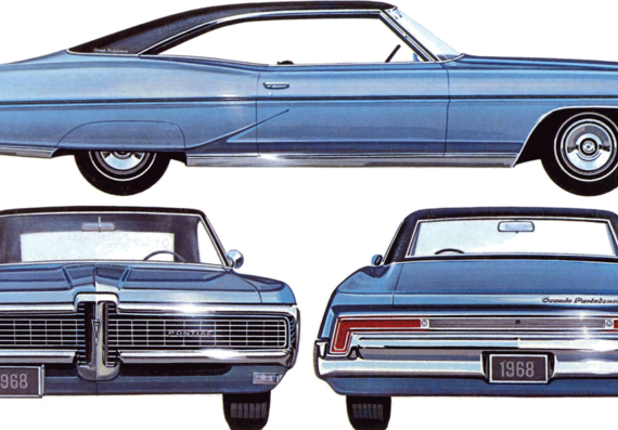 Pontiac Grand Parisiene 2-Door Hardtop (1968) - Понтиак - чертежи, габариты, рисунки автомобиля