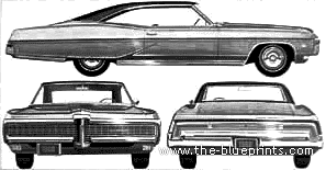 Pontiac Grande Parisienne 2-Door Hardtop (1968) - Понтиак - чертежи, габариты, рисунки автомобиля