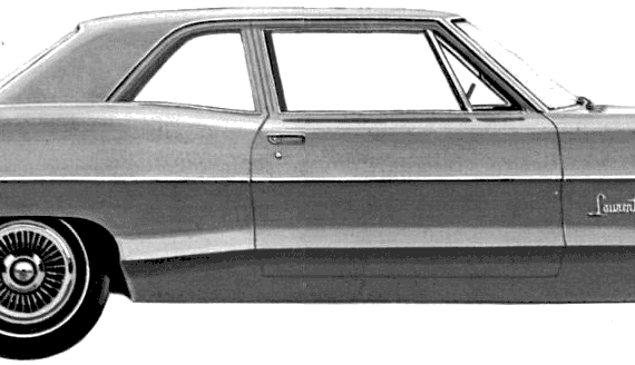 Pontiac Laurentian 2-Door Sedan (1966) - Понтиак - чертежи, габариты, рисунки автомобиля