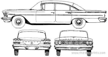 Pontiac Laurentian 4-Door Sedan (1960) - Понтиак - чертежи, габариты, рисунки автомобиля