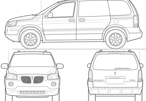 Pontiac Montana SV6 (2008) - Понтиак - чертежи, габариты, рисунки автомобиля