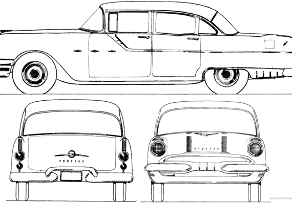 Pontiac Star Chief Catalina 4-Door Sedan (1955) - Понтиак - чертежи, габариты, рисунки автомобиля