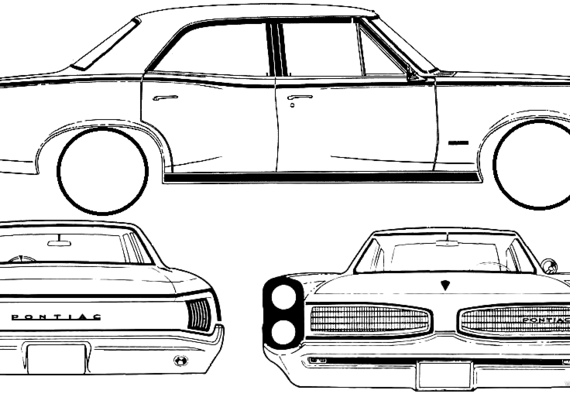 Pontiac Tempest 4-Door Sedan (1966) - Понтиак - чертежи, габариты, рисунки автомобиля