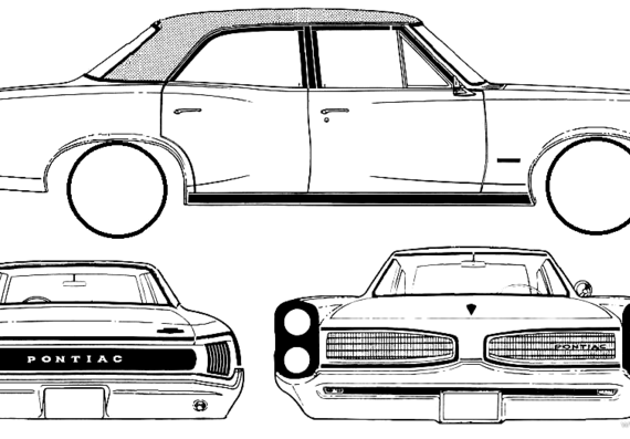 Pontiac Tempest Custom 4-Door Sedan (1966) - Понтиак - чертежи, габариты, рисунки автомобиля