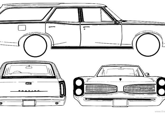Pontiac Tempest Custom Safari Station Wagon (1966) - Понтиак - чертежи, габариты, рисунки автомобиля
