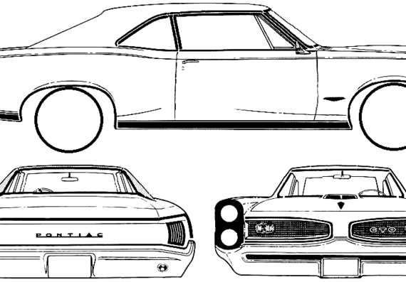 Pontiac Tempest GTO 2-Door Coupe (1966) - Понтиак - чертежи, габариты, рисунки автомобиля