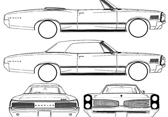 Pontiac Tempest Le Mans Convertible (1966) - Понтиак - чертежи, габариты, рисунки автомобиля