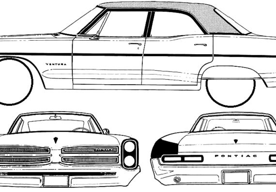 Pontiac Ventura 4-Door Sedan (1966) - Понтиак - чертежи, габариты, рисунки автомобиля