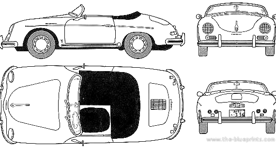 Porsche 356A 1500GS Carrera Speedster - Порше - чертежи, габариты, рисунки автомобиля