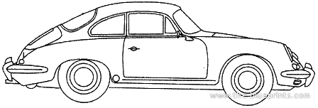 Porsche 356B Coupe (1963) - Порше - чертежи, габариты, рисунки автомобиля