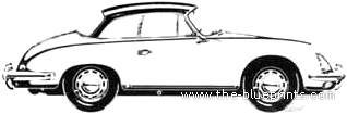 Porsche 356C Cabriolet (1964) - Порше - чертежи, габариты, рисунки автомобиля