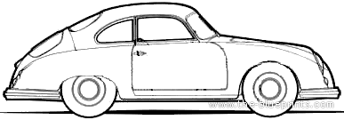 Porsche 356 (1950) - Порше - чертежи, габариты, рисунки автомобиля