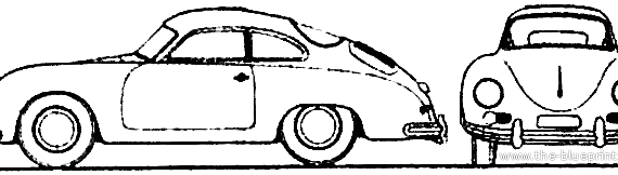 Porsche 356 (1956) - Порше - чертежи, габариты, рисунки автомобиля