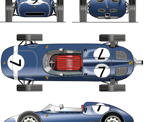 Porsche 718-2 (1960) - Порше - чертежи, габариты, рисунки автомобиля