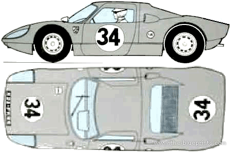 Porsche 904 GTS (1964) - Порше - чертежи, габариты, рисунки автомобиля