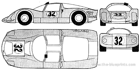 Porsche 906 Carrera 6 - Порше - чертежи, габариты, рисунки автомобиля