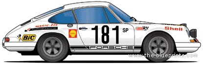 Porsche 911R (1967) - Порше - чертежи, габариты, рисунки автомобиля