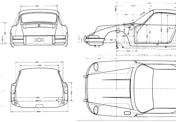 Porsche 911 (1967) - Порше - чертежи, габариты, рисунки автомобиля
