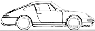 Porsche 911 (993) (1993) - Порше - чертежи, габариты, рисунки автомобиля