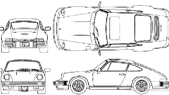 Porsche 911 Carrera (1985) - Порше - чертежи, габариты, рисунки автомобиля