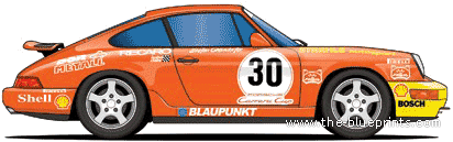 Porsche 911 Carrera 2 Cup (1990) - Porsche - drawings, dimensions, pictures of the car