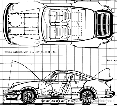 Porsche 911 Carrera 3.2 Club Sport (1988) - Порше - чертежи, габариты, рисунки автомобиля