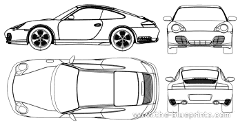 Porsche 911 Carrera 4 (2006) - Порше - чертежи, габариты, рисунки автомобиля