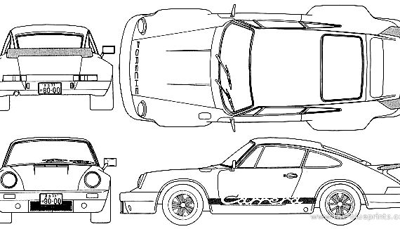 Porsche 911 Carrera RS 3.0 (1974) - Порше - чертежи, габариты, рисунки автомобиля