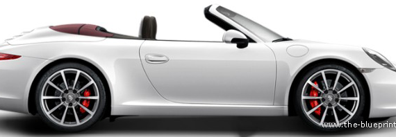 Porsche 911 Carrera S Cabriolet (2014) - Порше - чертежи, габариты, рисунки автомобиля