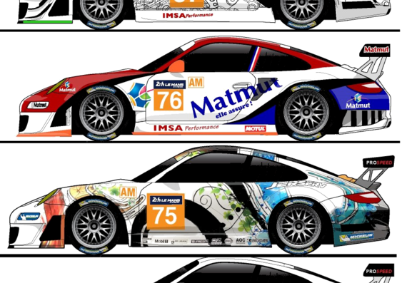 Porsche 911 GT3 RSR (991) Le Mans (2014) - Порше - чертежи, габариты, рисунки автомобиля