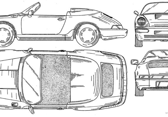 Porsche 911 Speedster Cabrio - Порше - чертежи, габариты, рисунки автомобиля