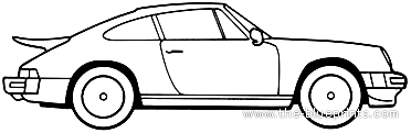 Porsche 911 Turbo (1976) - Порше - чертежи, габариты, рисунки автомобиля