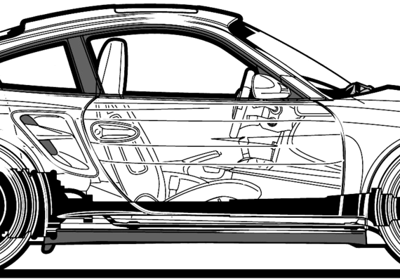 Porsche 911 Turbo (2010) - Порше - чертежи, габариты, рисунки автомобиля