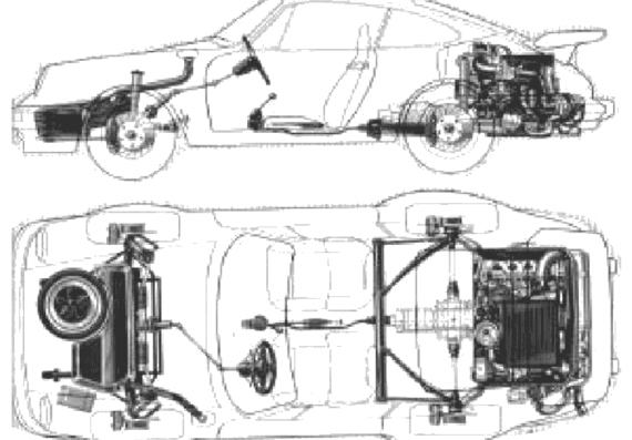 Porsche 911 Turbo 3.3 - Порше - чертежи, габариты, рисунки автомобиля