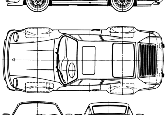 Porsche 911 Turbo 3.3 (1977) - Порше - чертежи, габариты, рисунки автомобиля