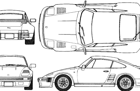 Porsche 911 Turbo Flatnose - Порше - чертежи, габариты, рисунки автомобиля