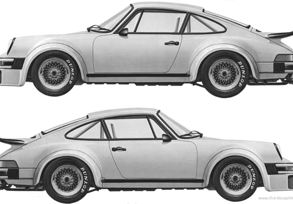 Porsche 911 Turbo RSR - Порше - чертежи, габариты, рисунки автомобиля