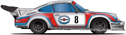 Porsche 911 Turbo RSR (1974) - Порше - чертежи, габариты, рисунки автомобиля