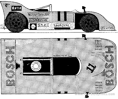 Porsche 917-10 Can-Am (1971) - Порше - чертежи, габариты, рисунки автомобиля