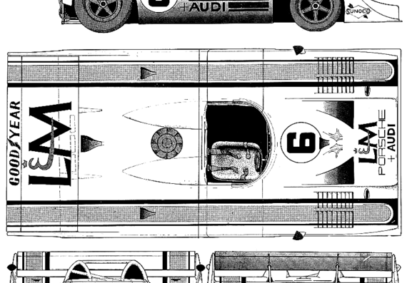 Porsche 917-10 Can-Am (1972) - Порше - чертежи, габариты, рисунки автомобиля