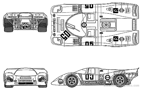 Porsche 917K Fuji Masters 250km (1971) - Порше - чертежи, габариты, рисунки автомобиля