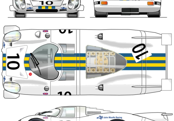 Porsche 917 LH Le Mans (1969) - Порше - чертежи, габариты, рисунки автомобиля