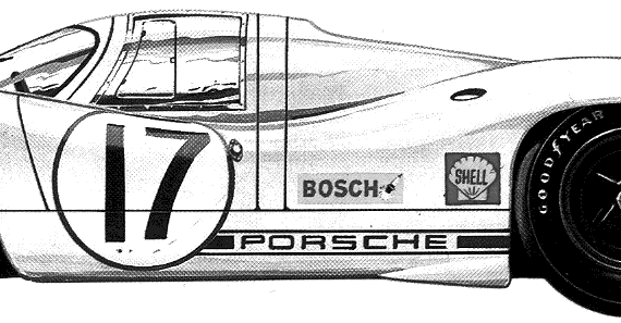 Porsche 917 LH Le Mans (1970) - Порше - чертежи, габариты, рисунки автомобиля