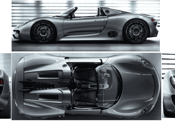 Porsche 918 Spyder Concept - Порше - чертежи, габариты, рисунки автомобиля