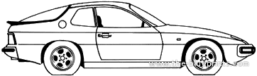Porsche 924S (1985) - Порше - чертежи, габариты, рисунки автомобиля