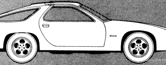 Porsche 928 (1981) - Порше - чертежи, габариты, рисунки автомобиля