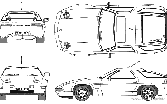 Porsche 928 GT - Порше - чертежи, габариты, рисунки автомобиля