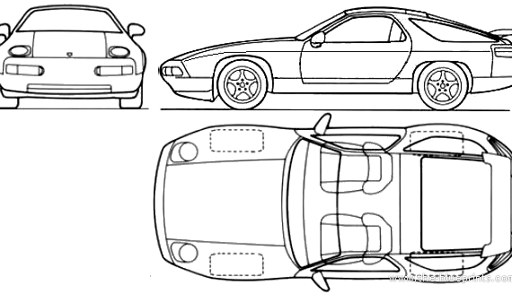 Porsche 928 GTS (1992) - Порше - чертежи, габариты, рисунки автомобиля