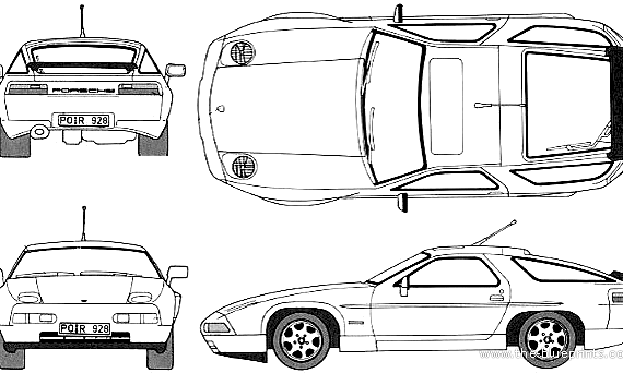 Porsche 928 GT (1994) - Порше - чертежи, габариты, рисунки автомобиля