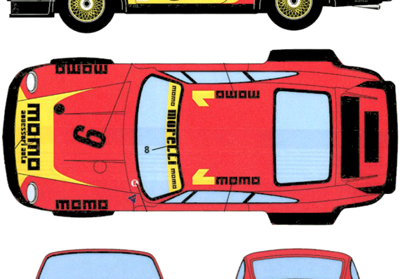 Porsche 934 (1977) - Порше - чертежи, габариты, рисунки автомобиля